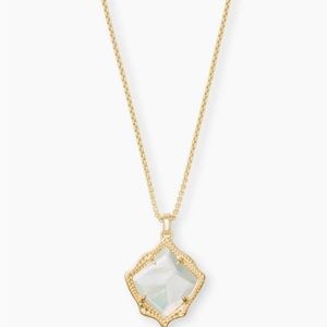 Kendra Scott Kacey Gold Long Pendant Necklace in White Pearl
